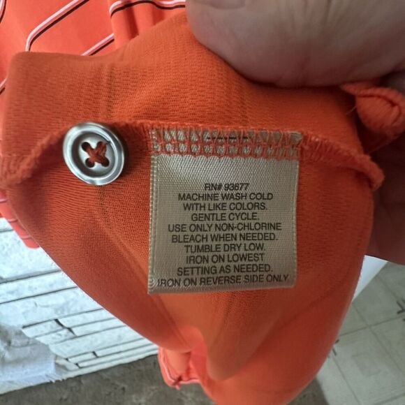 The Foundry Shirt Men's 2XLT Orange Striped Pima Cotton Quick Dri Comfort Golf - Picture 6 of 8